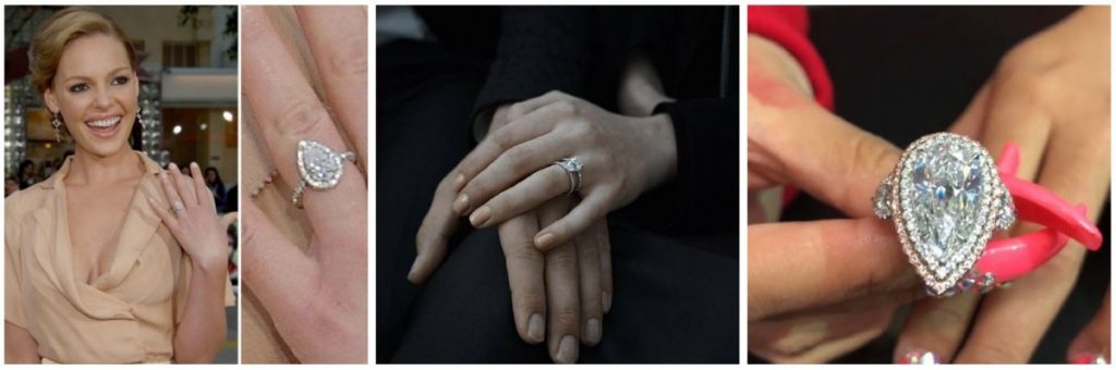 Pear Cut Celebrity Engagement Rings (Katherine Heigl, Sophie Turner, Cardi B)