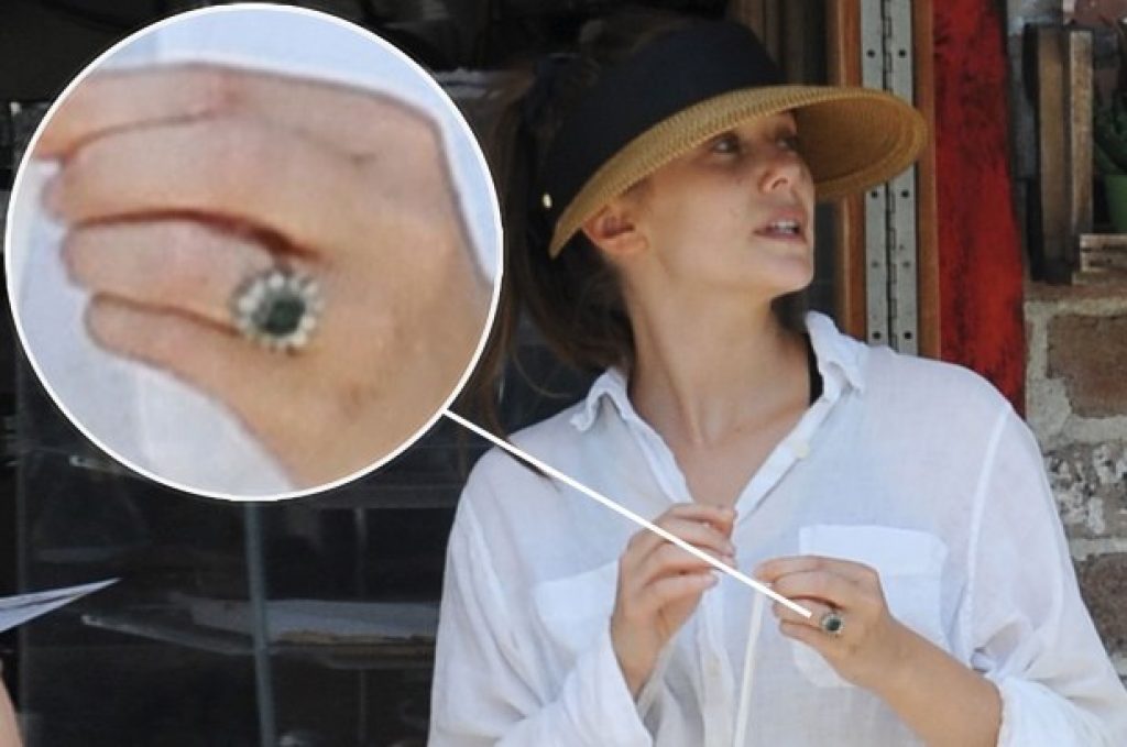 Elizabeth Olsen Engaged - Emerald Engagement Ring