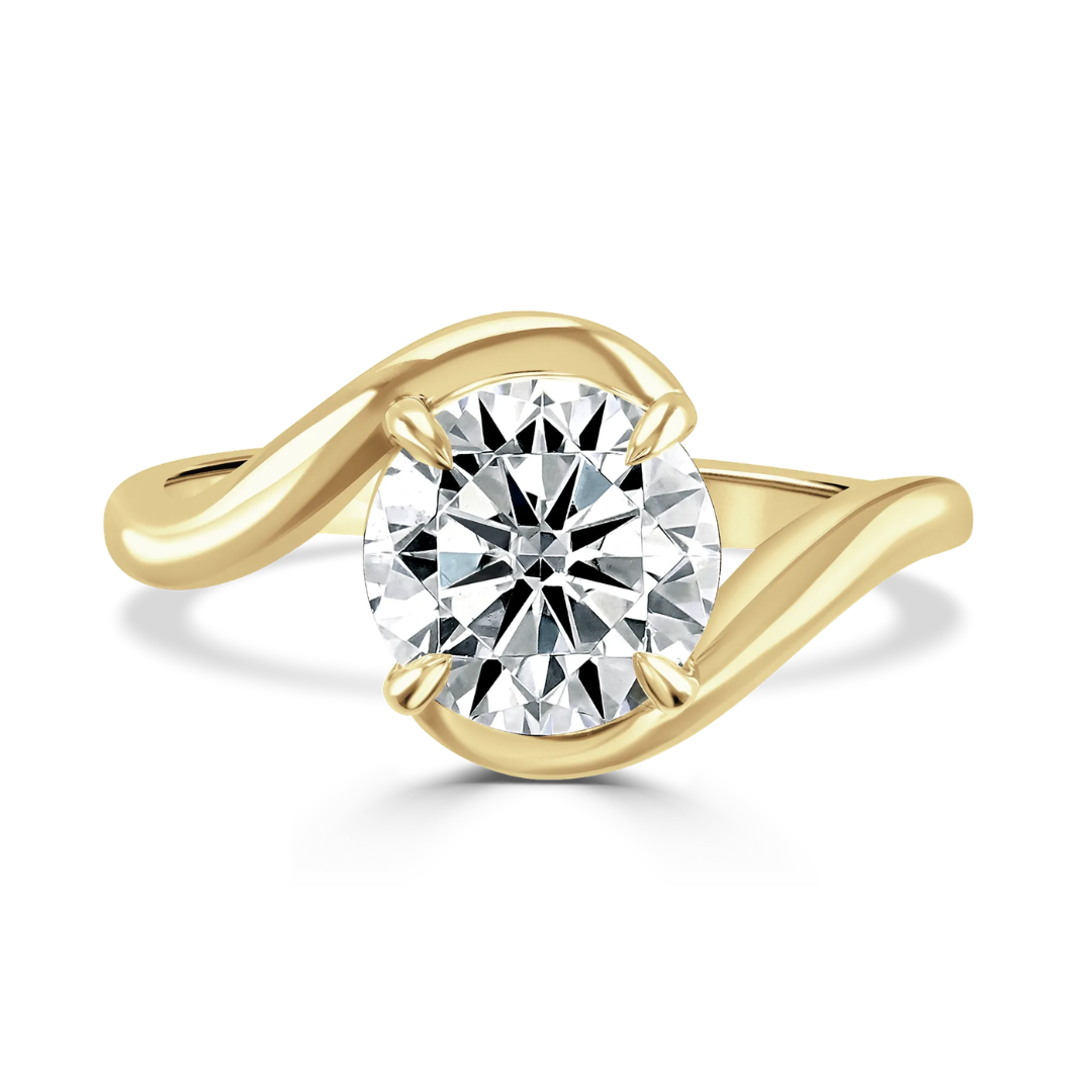 18ct Yellow Gold 2.00ct Round Brilliant Laboratory Grown Diamond Twist Ring