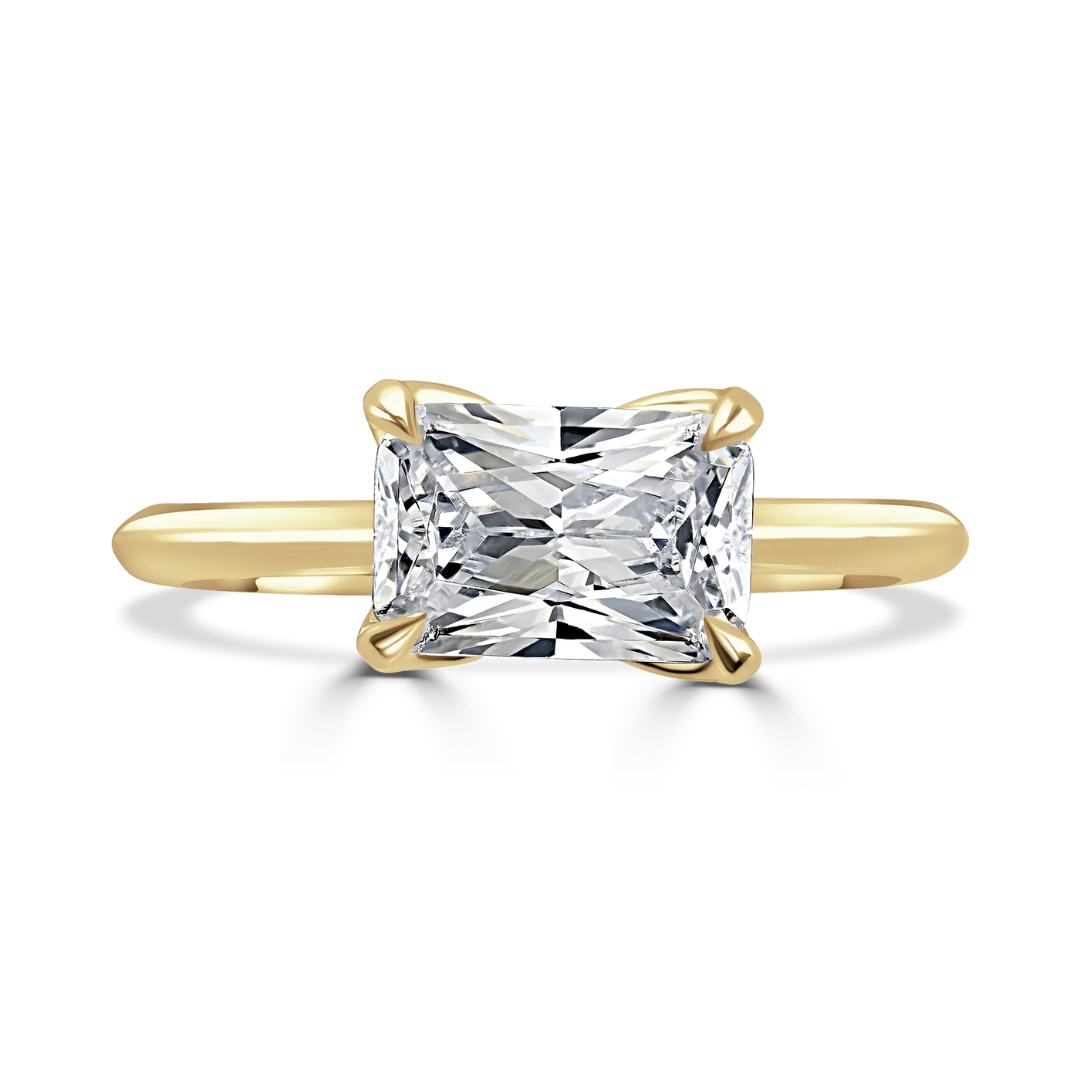 18ct Yellow Gold 1.04ct Radiant Rectangular Cut Laboratory Grown Diamond Ring 