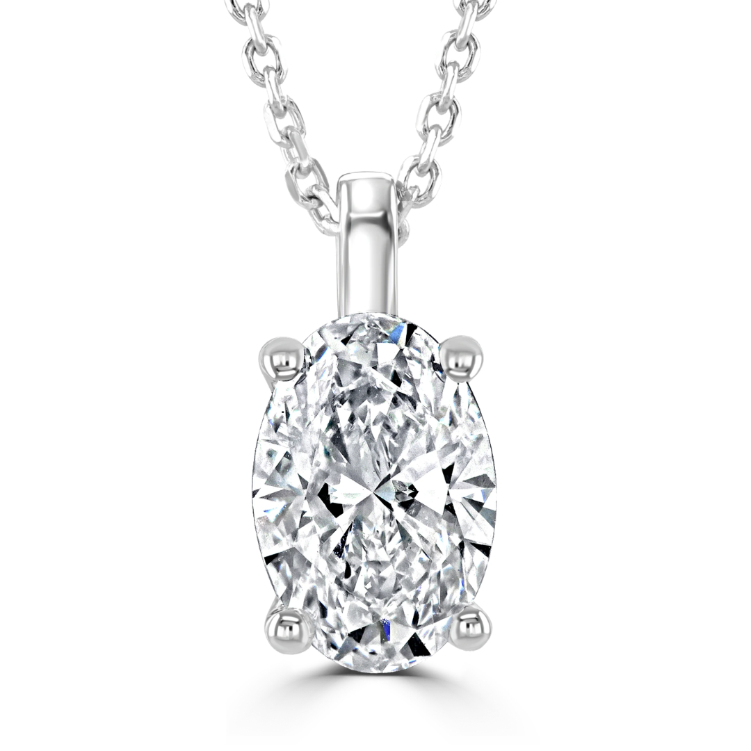 9ct White Gold 1.51ct Oval Cut Laboratory Grown Diamond Pendant