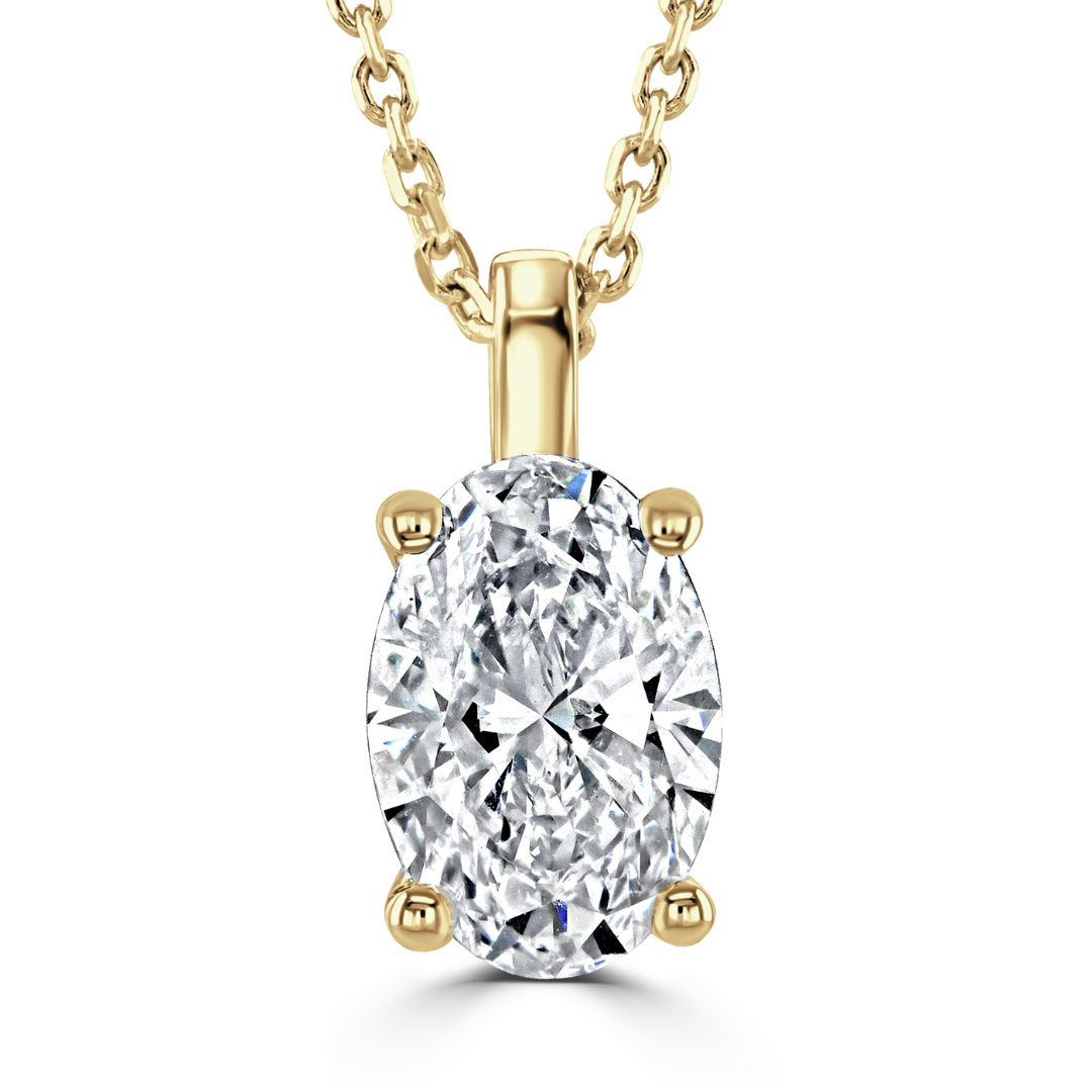 9ct Yellow Gold 2.00ct Oval Cut Laboratory Grown Diamond Pendant