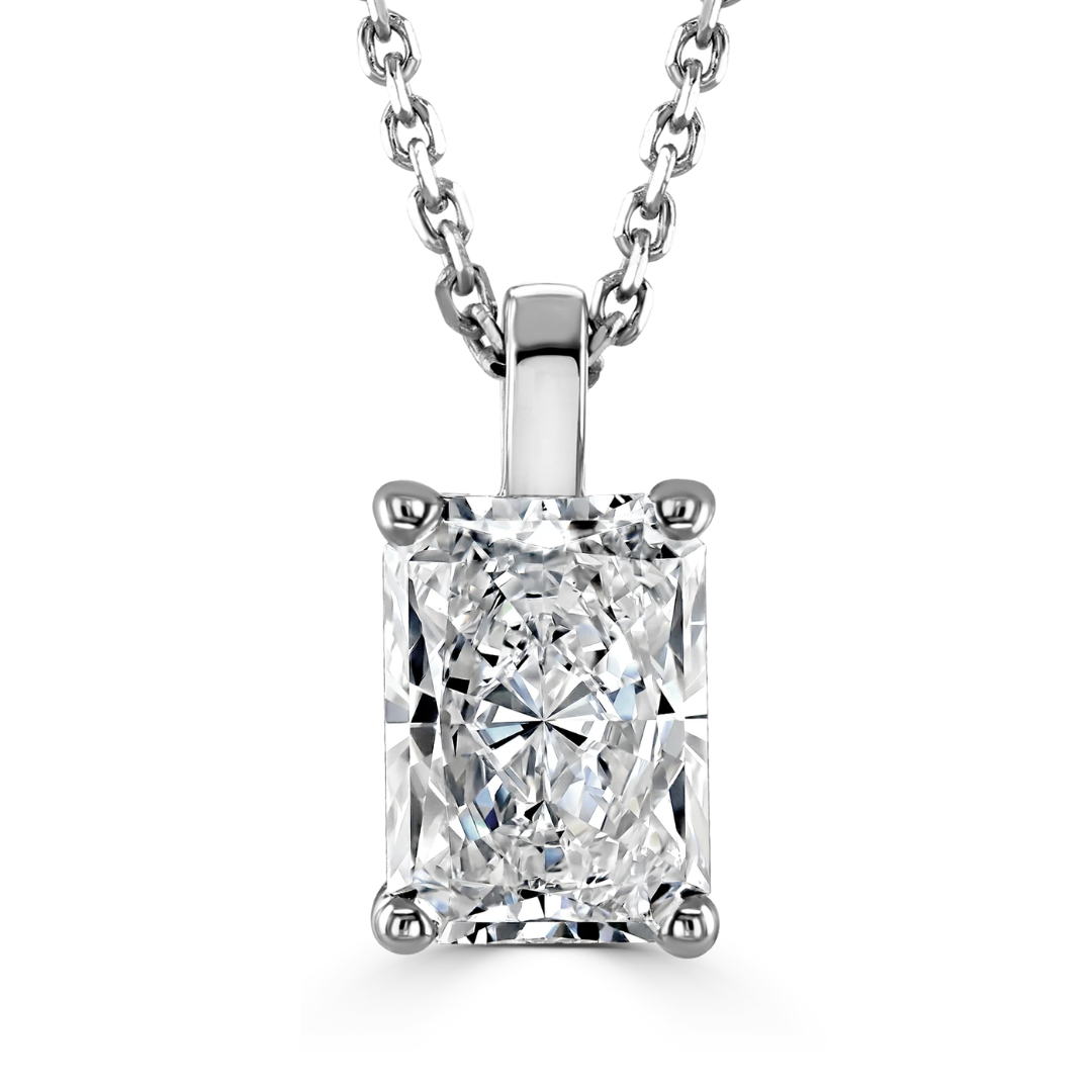 9ct White Gold 0.75ct Radiant Cut Laboratory Grown Diamond Pendant