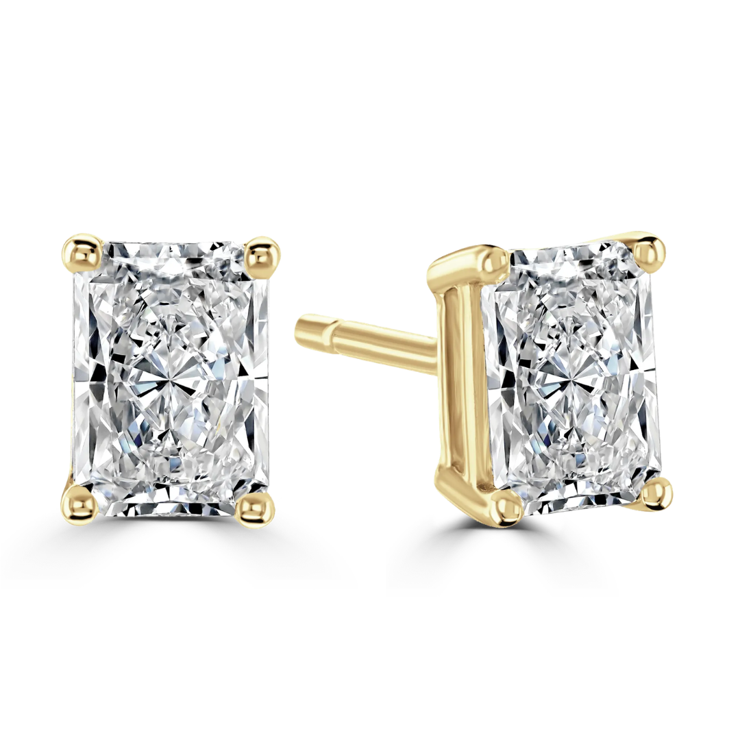 9ct Yellow Gold 0.50ct Radiant Cut Laboratory Grown Diamond Stud Earrings