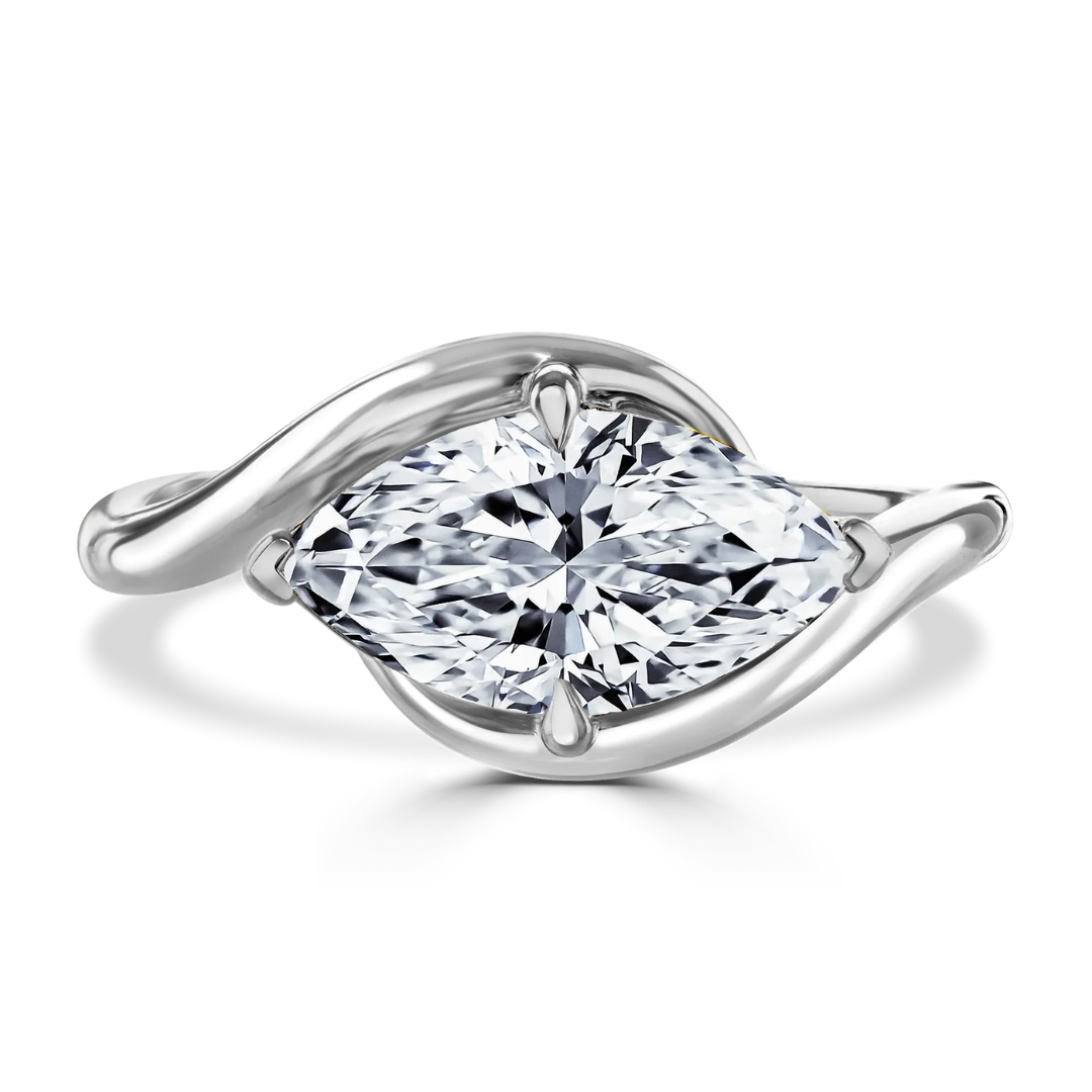 Platinum 2.02ct Marquise Cut Laboratory Grown Diamond Twist Ring 