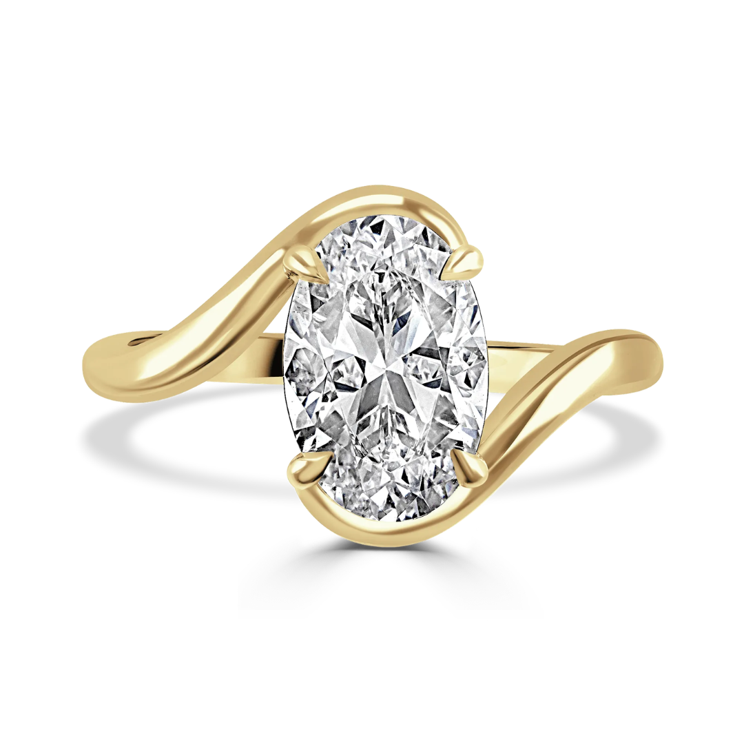 18ct Yellow Gold 2.02ct Oval Cut Laboratory Grown Diamond Twist Ring