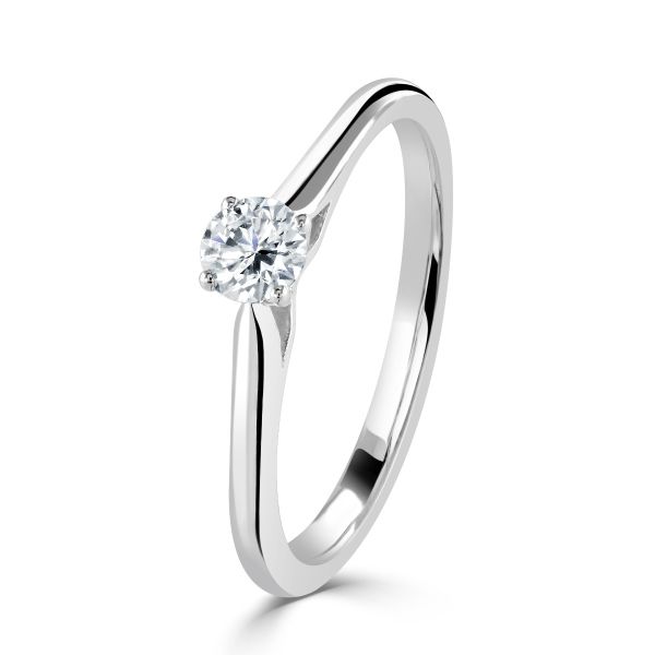 Platinum Diamond Single Stone Certificated Round Brilliant Cut Ring-0101526