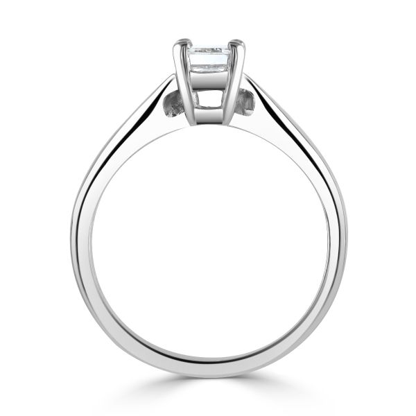 Platinum Four Claw Emerald Cut Diamond Ring-3