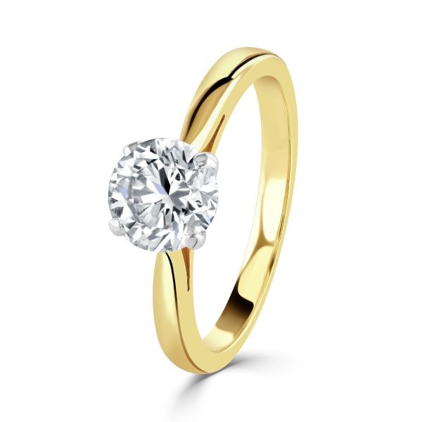 18ct Yellow Gold Round Brilliant Diamond Single Stone Ring-1