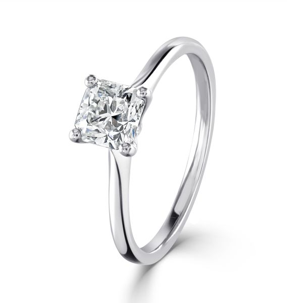 18ct White Gold Ideal Square Princess Cut Diamond Ring-1
