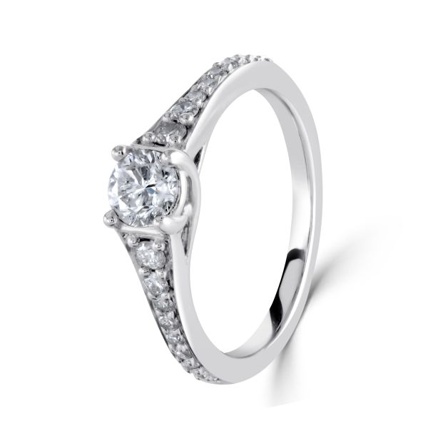 18ct White Gold Round Brilliant Cut Diamond Engagement Ring-1