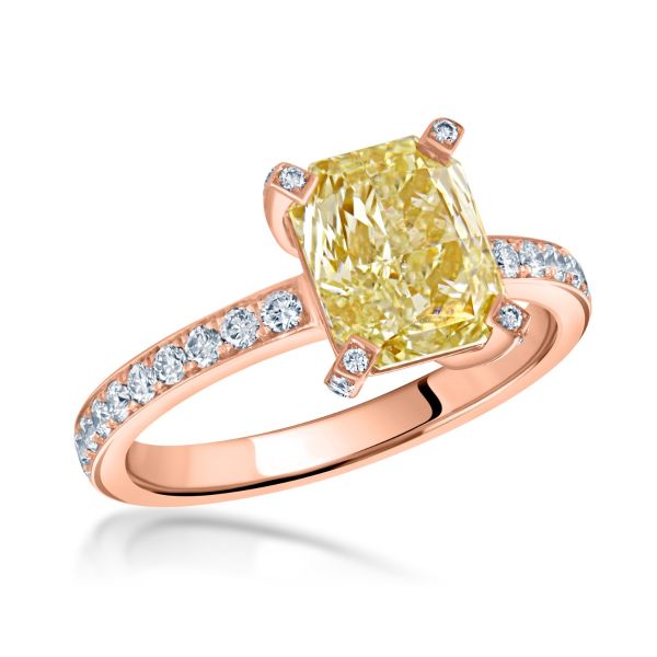18ct Rose Gold 2.02ct Radiant Cut Diamond Single Stone Ring -0101889