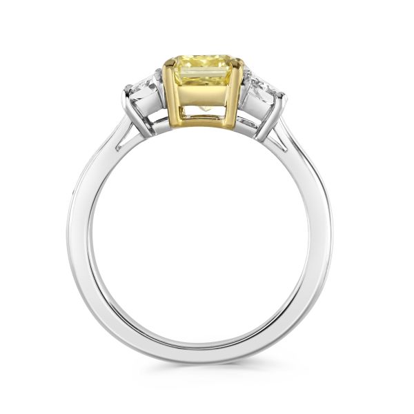 Platinum & 18ct Yellow Gold 3 Stone Natural Intense Diamond Ring - Size L-3