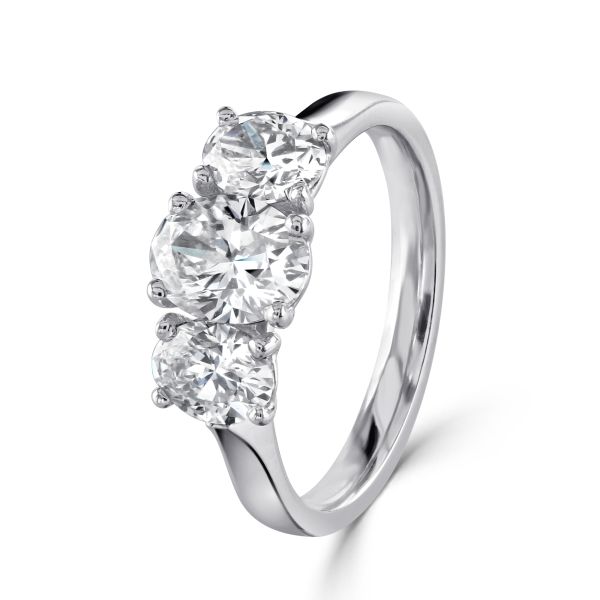 Platinum Certificated 3 Stone Oval Cut Diamond Ring-1