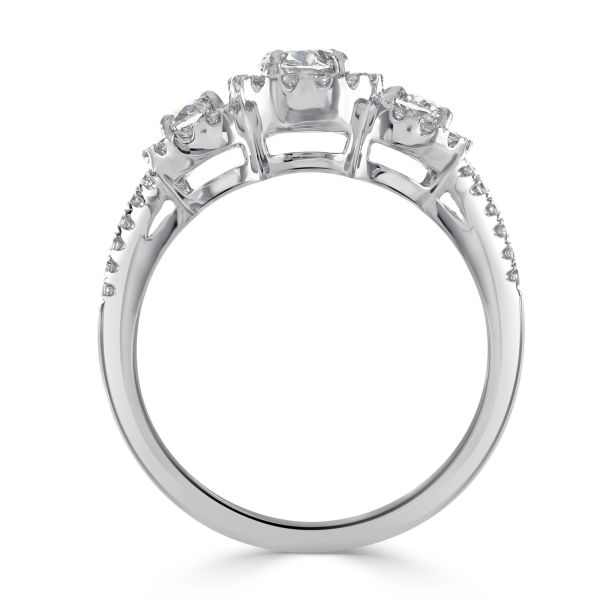 Platinum Certificated 3 Stone Oval Diamond Cluster Ring-2