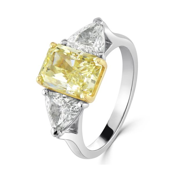 Platinum & 18ct Yellow Gold Yellow Diamond Three Stone Ring-1