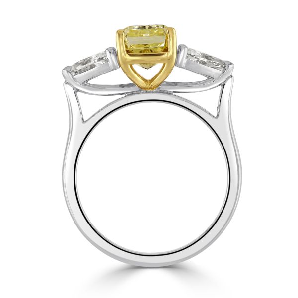 Platinum & 18ct Yellow Gold Yellow Diamond Three Stone Ring-2