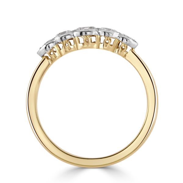 18ct Rose & White Gold Brilliant Cut Diamond Millgrain Five Stone Ring-2