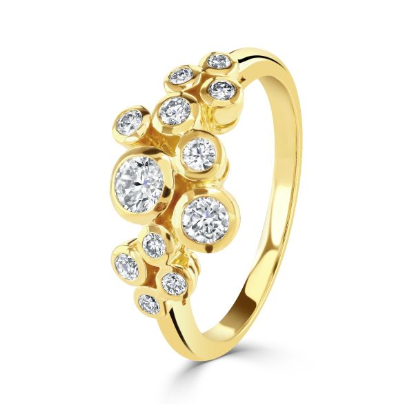 18ct Rose Gold Round Brilliant Diamond Bubble Cluster Ring-1
