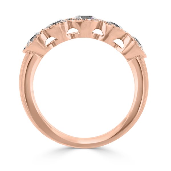 18ct Rose Gold Round Brilliant Cut Graduated Diamond Cluster Half Eternity Ring-2