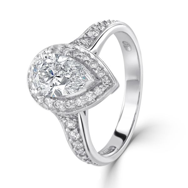 Platinum Certificated Pear Cut Diamond Cluster Ring-1