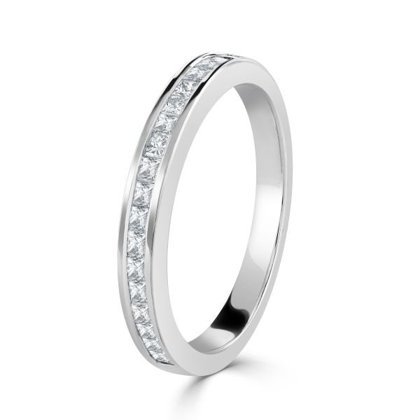 Platinum Princess Cut Diamond Half Eternity Ring-1