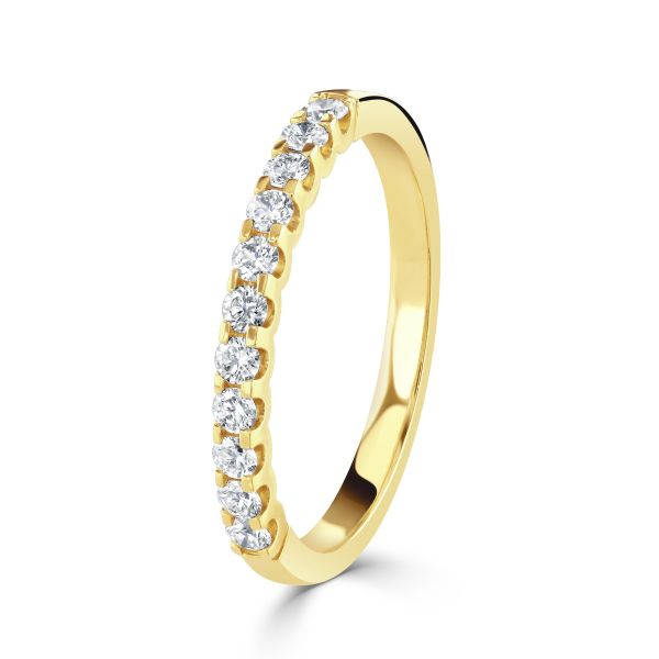 18ct Yellow Gold 11 Round Brilliant Diamond Half Eternity Ring-1
