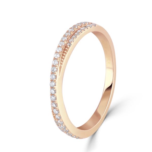 18ct Rose Gold Crossover Diamond Half Eternity Ring-1