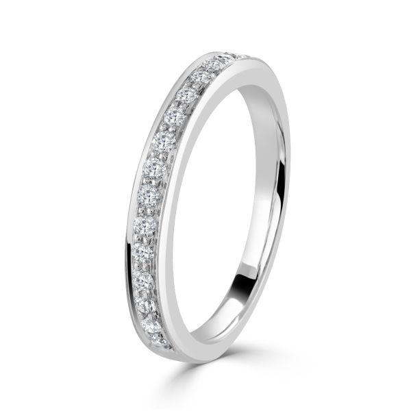 Platinum 15 Round Brilliant Cut Diamond Shared Claw Eternity Ring-1