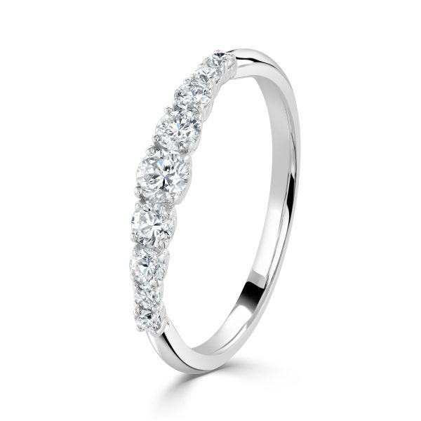 Platinum 9 Diamond Graduated Half Eternity Ring-1