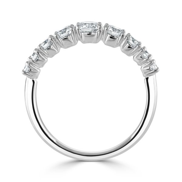 18ct White Gold Graduated 9 Diamond Round Brilliant Cut Half Eternity Ring-2