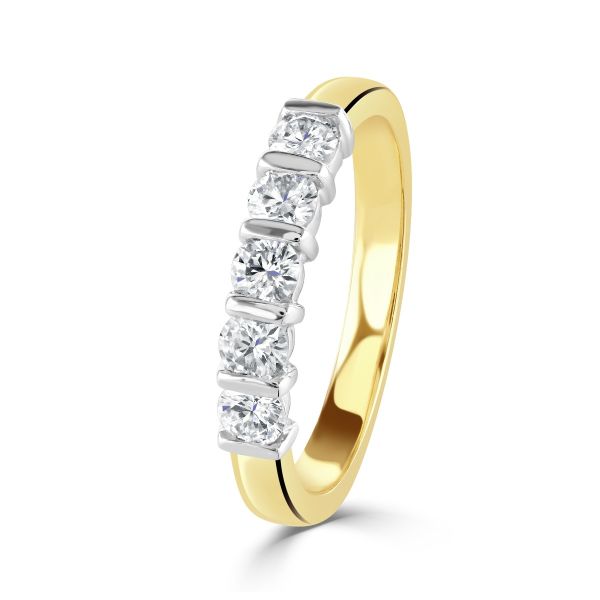 18ct Yellow Gold Round Brilliant Cut Diamond Half Eternity Ring-1