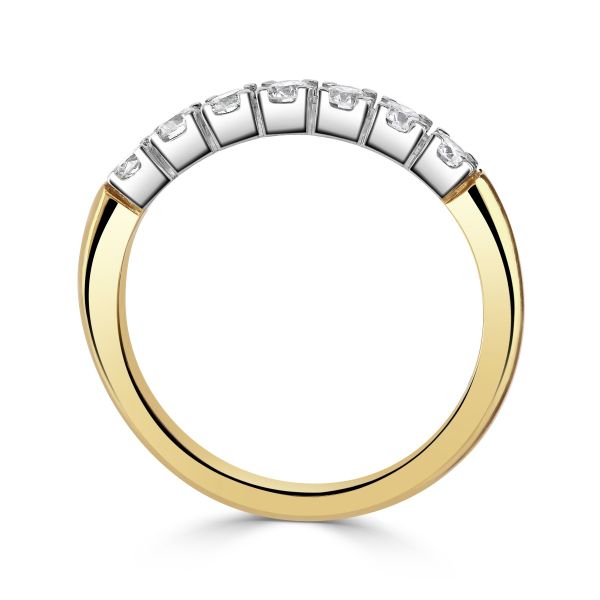 18ct Yellow Gold Round Brilliant Cut Diamond Castle Set Half Eternity Ring-2
