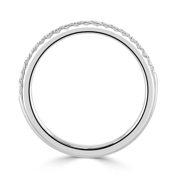Platinum Round Brilliant Cut Diamond Grain Set Half Eternity Ring-2