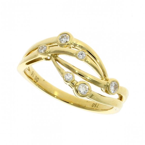 18ct Yellow Gold Diamond Crossover Bubble Ring-1
