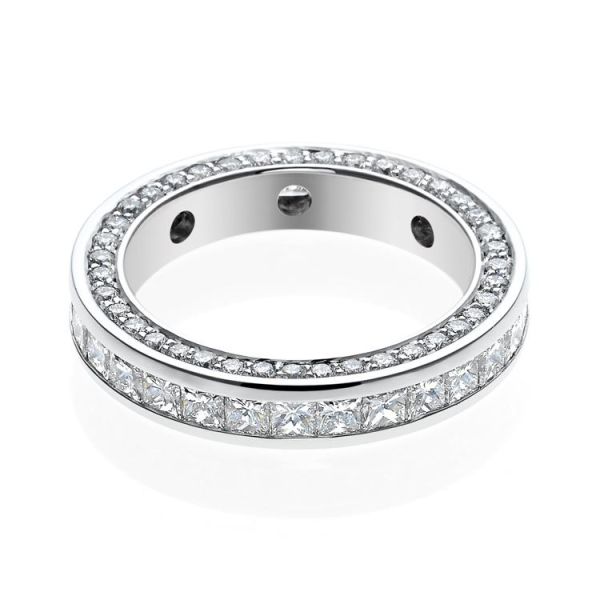 18ct White Gold Princess & Brilliant Cut Diamond Eternity Ring-2