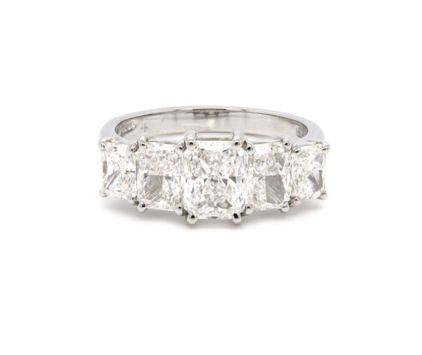 Platinum Five Stone Radiant Cut Diamond Ring-0104068