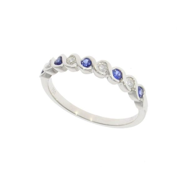 18ct White Gold Sapphire & Diamond ‘S’ Set 9 Stone Half Eternity Ring-3