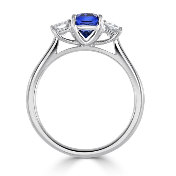 18ct White Gold Sapphire & Diamond Three Stone Ring-2