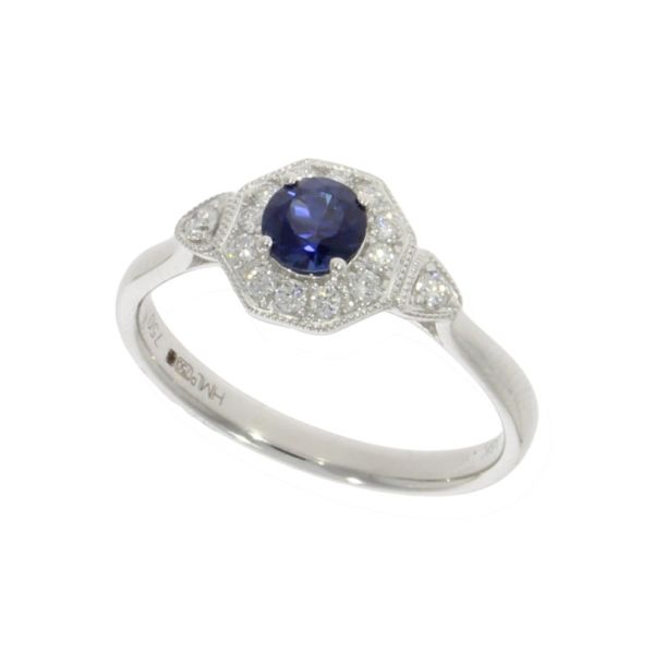 18ct Sapphire & Diamond Hexagonal Cluster Ring-1