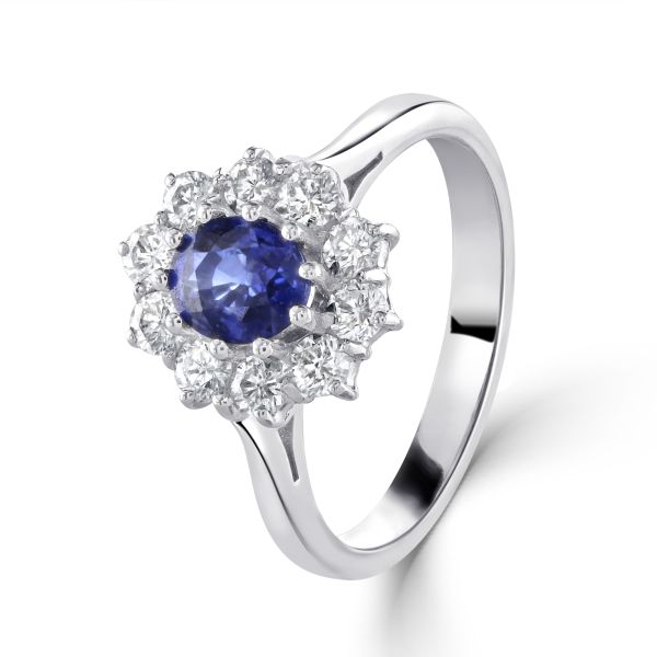 18ct White Gold Sapphire & Diamond Cluster Ring-1