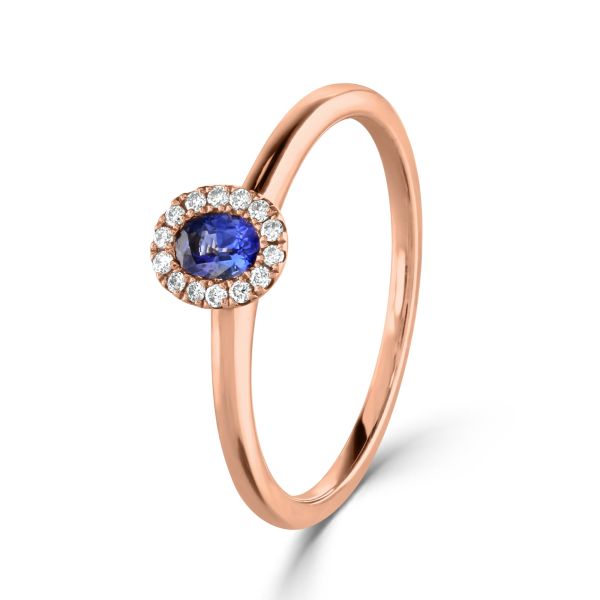18ct Rose Gold Blue Sapphire & Diamond Cluster Ring-1