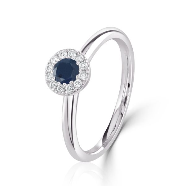 18ct White Gold Sapphire & Diamond Cluster Ring -0205100