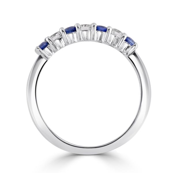18ct White Gold Sapphire & Diamond 7 Stone Half Eternity Ring-2