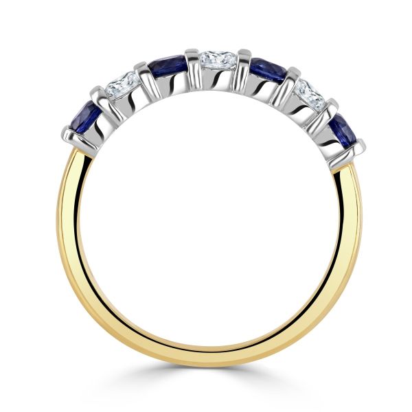 18ct Yellow Gold Sapphire & Diamond Half Eternity Ring-2