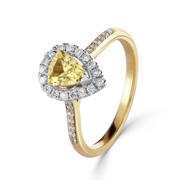 18ct Yellow & White Gold Trilliant Cut Yellow Sapphire & Diamond Cluster Ring-1