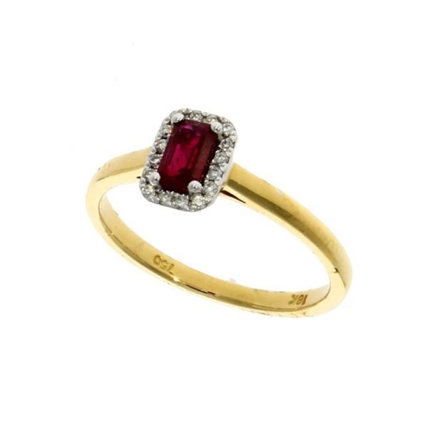 18ct Yellow Gold Ruby & Diamond Octagonal Cluster Ring-2