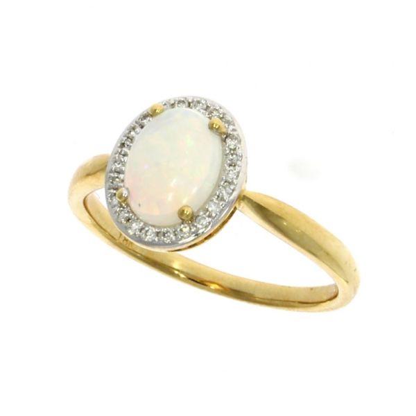 18ct Yellow Gold Opal & Diamond Oval Cluster Ring-1