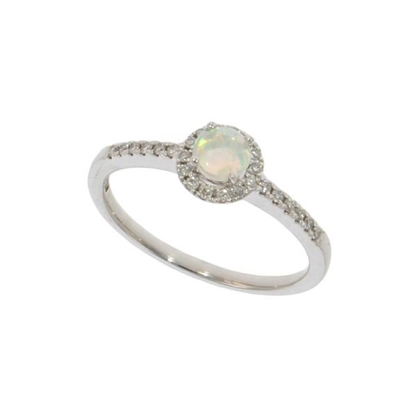 18ct White Gold Opal & Diamond Cluster Ring-1