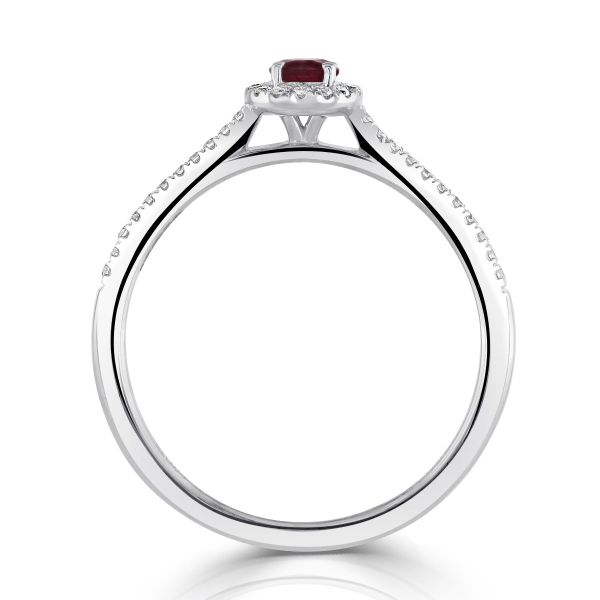 18ct White Gold Ruby & Diamond Cluster Ring-2